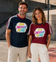Three-Stripe Cotton Heavyweight T-Shirt – Relaxed European Fit, Short Sleeve Trendy Men’s Custom Tee