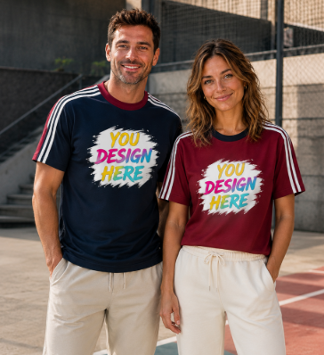 Three-Stripe Cotton Heavyweight T-Shirt – Relaxed European Fit, Short Sleeve Trendy Men’s Custom Tee