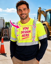 Custom Hi-Vis Reflective Quick-Dry Work T-Shirt for Construction & Roadwork – Personalised Workwear with Logo Printing