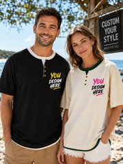 Men's Heavyweight Cotton T-Shirt， Streetwear Layered Short Sleeve Tee, Premium Casual Summer Top for Custom Printing