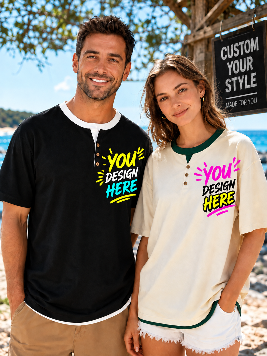 Men's Heavyweight Cotton T-Shirt， Streetwear Layered Short Sleeve Tee, Premium Casual Summer Top for Custom Printing
