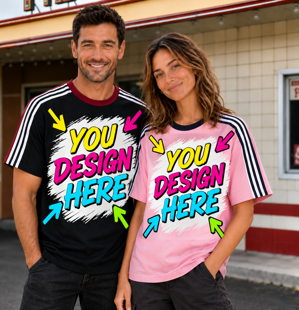 Three-Stripe Cotton Heavyweight T-Shirt – Relaxed European Fit, Short Sleeve Trendy Men’s Custom Tee