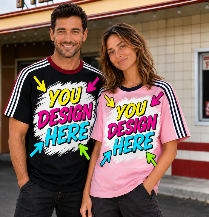 Three-Stripe Cotton Heavyweight T-Shirt – Relaxed European Fit, Short Sleeve Trendy Men’s Custom Tee