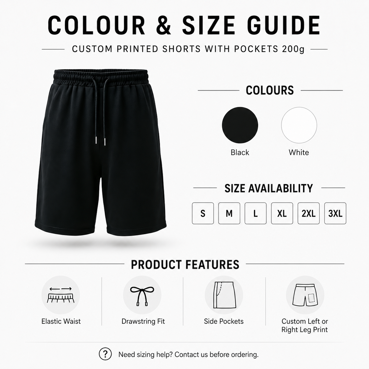 Custom Printed Shorts with Pockets 200g