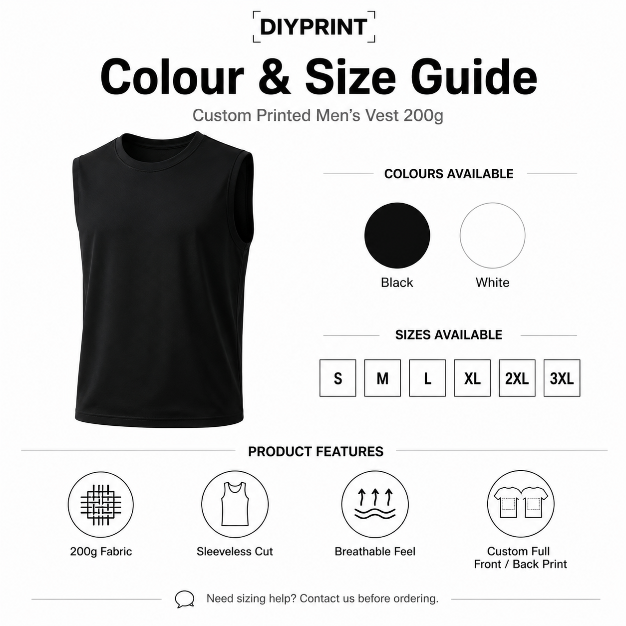 Custom Printed Men's Vest 200g
