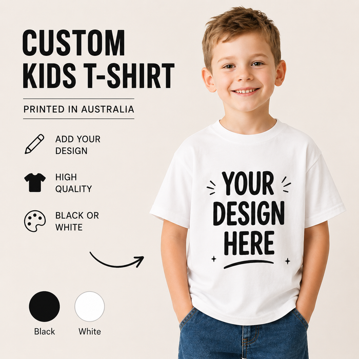 Custom Printed Kids Cotton T-Shirt 180gsm | Youth Tee for Boys & Girls