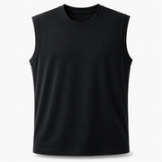 Plain black sleeveless vest product image for custom printing
