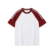 Kids oversized cotton t-shirt with three-stripe design in apricot and navy