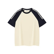Kids oversized cotton t-shirt with three-stripe design in white and wine red