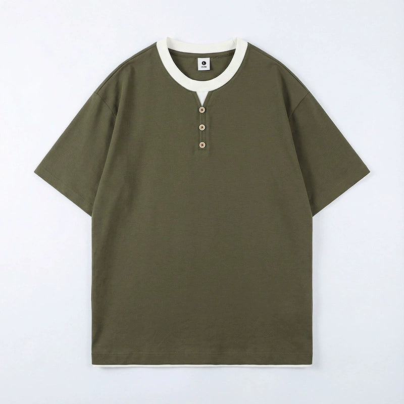 Model wearing polo shirt