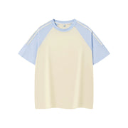 Kids oversized cotton t-shirt with three-stripe design in white and navy
