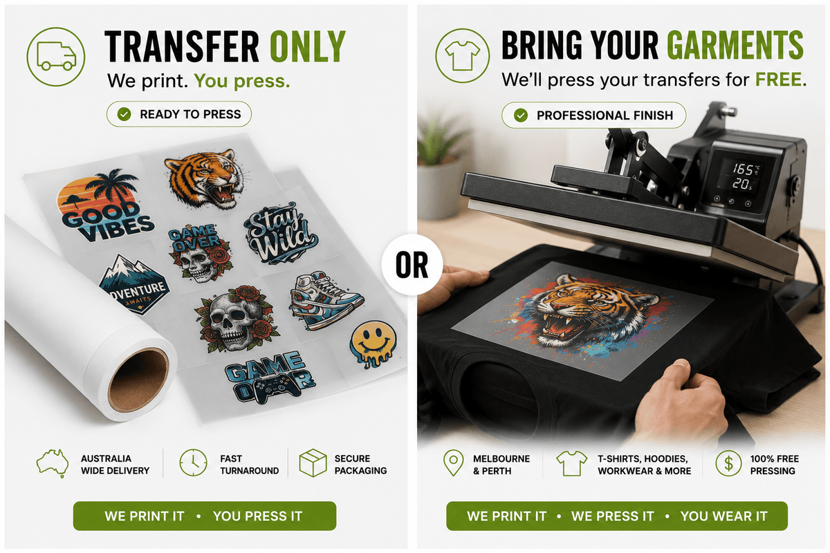 Custom DTF Transfers & BYO Garment Pressing Australia - Diyprint