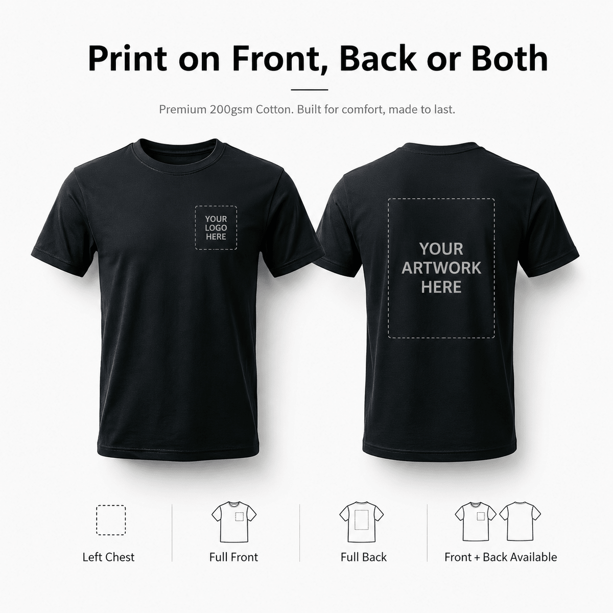 Custom Printed Cotton T-Shirt 200gsm Men's short-sleeve - Diyprint