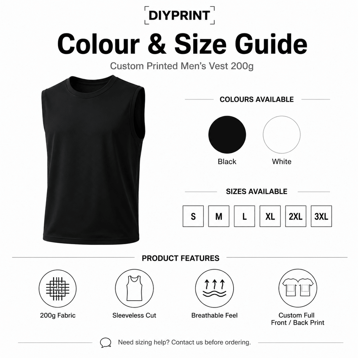 Custom Printed Men's Vest 200g - Diyprint