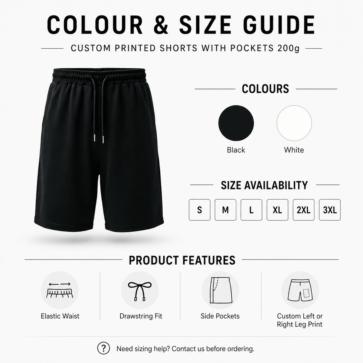 Custom Printed Shorts with Pockets 200g - Diyprint