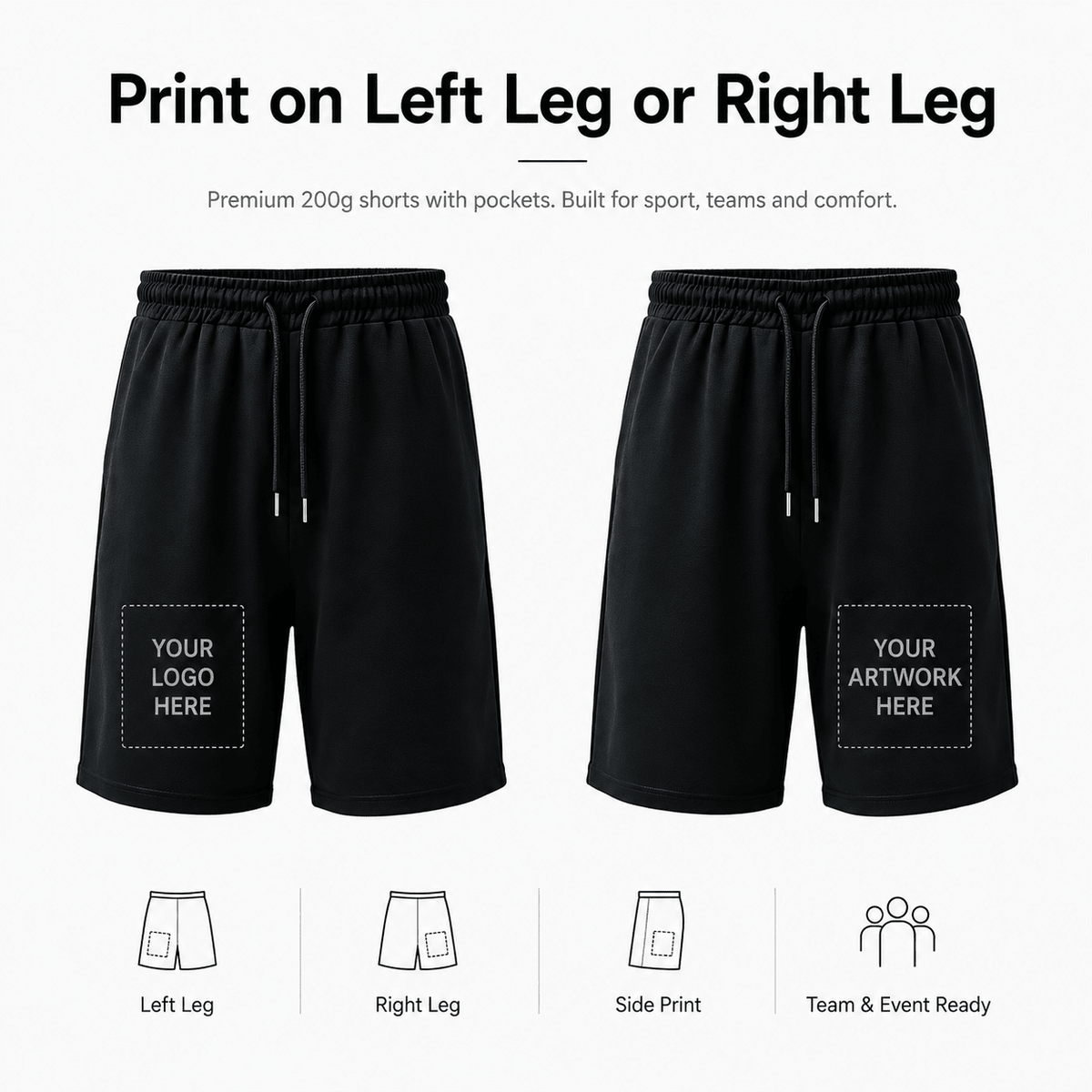 Custom Printed Shorts with Pockets 200g - Diyprint
