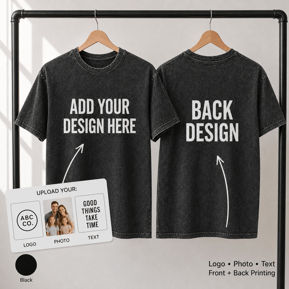 Custom Printed Washed Cotton T-Shirt 220gsm | Men and Women - Diyprint