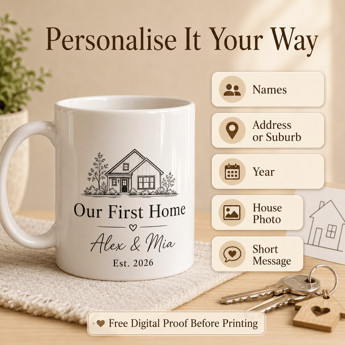 Handmade Personalised Housewarming Mug - Diyprint