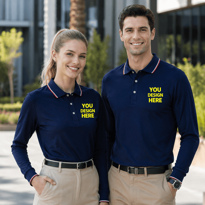 Men's Long Sleeve Polo Shirt | Custom Logo Workwear & Gift | DIYPRINT