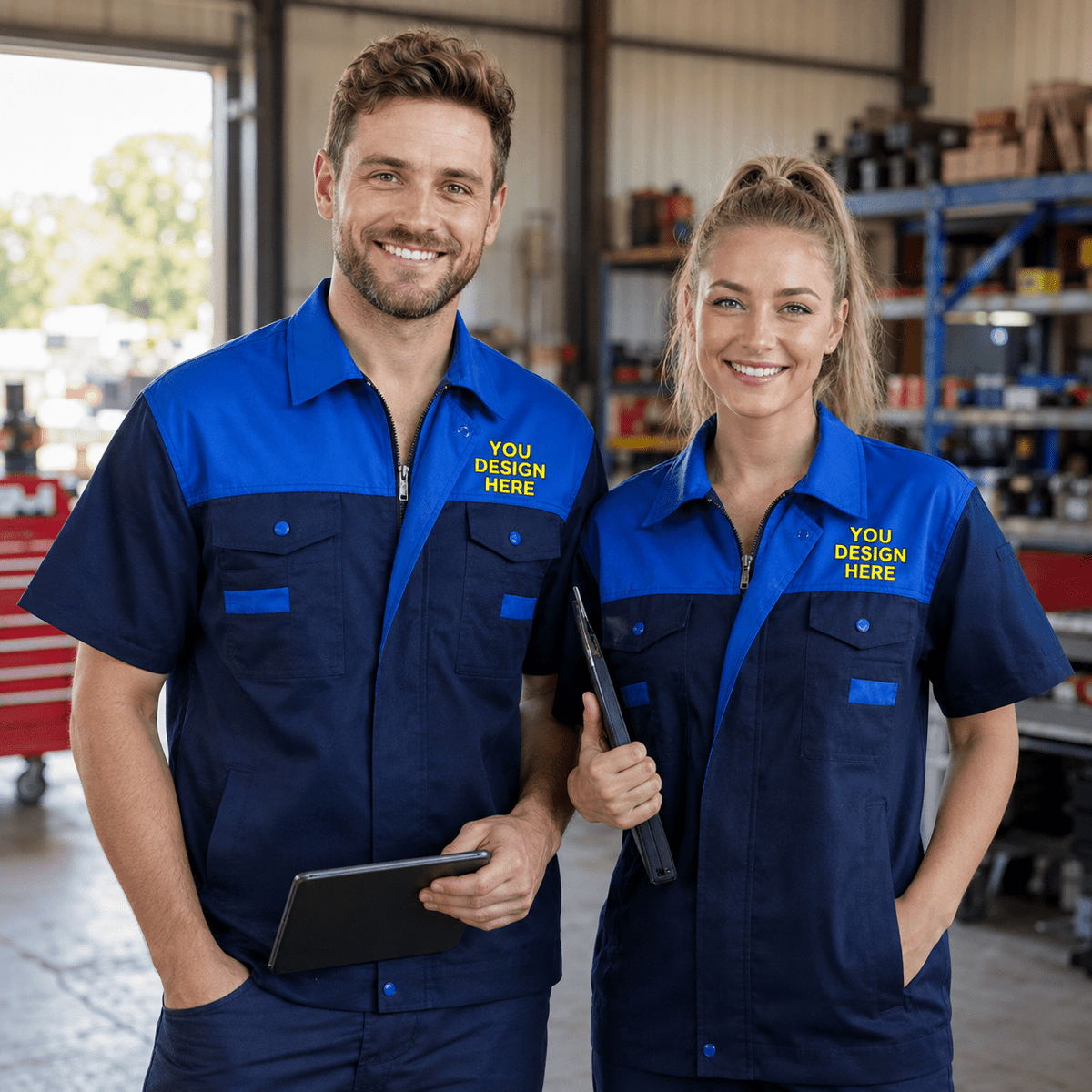 Reflective Trim Work Polo Shirt | Custom Embroidery Uniform | DIYPRINT - Diyprint