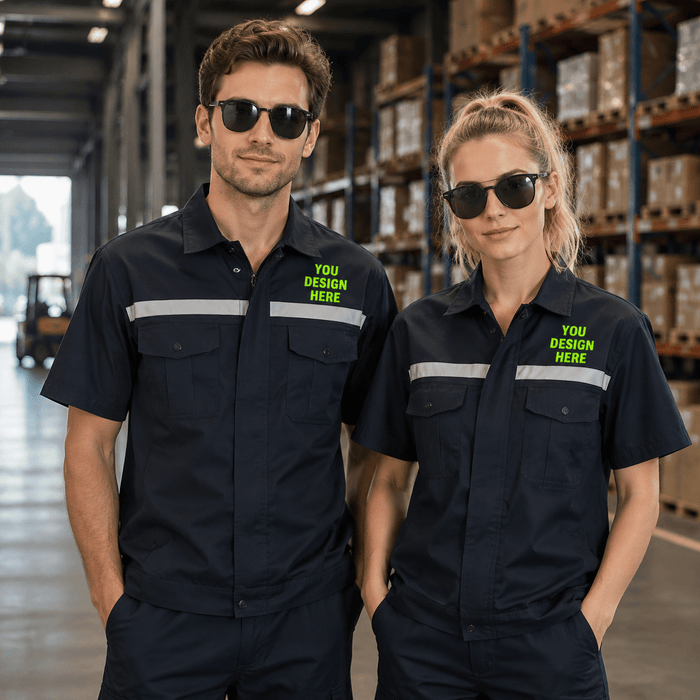 Reflective Trim Work Polo Shirt | Custom Embroidery Uniform | DIYPRINT